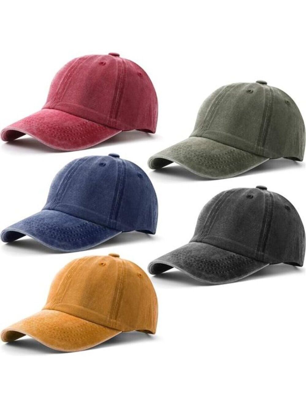 5 Pack Cotton Baseball Caps Unisex Vintage Adjustable Dad Hat Low Profile